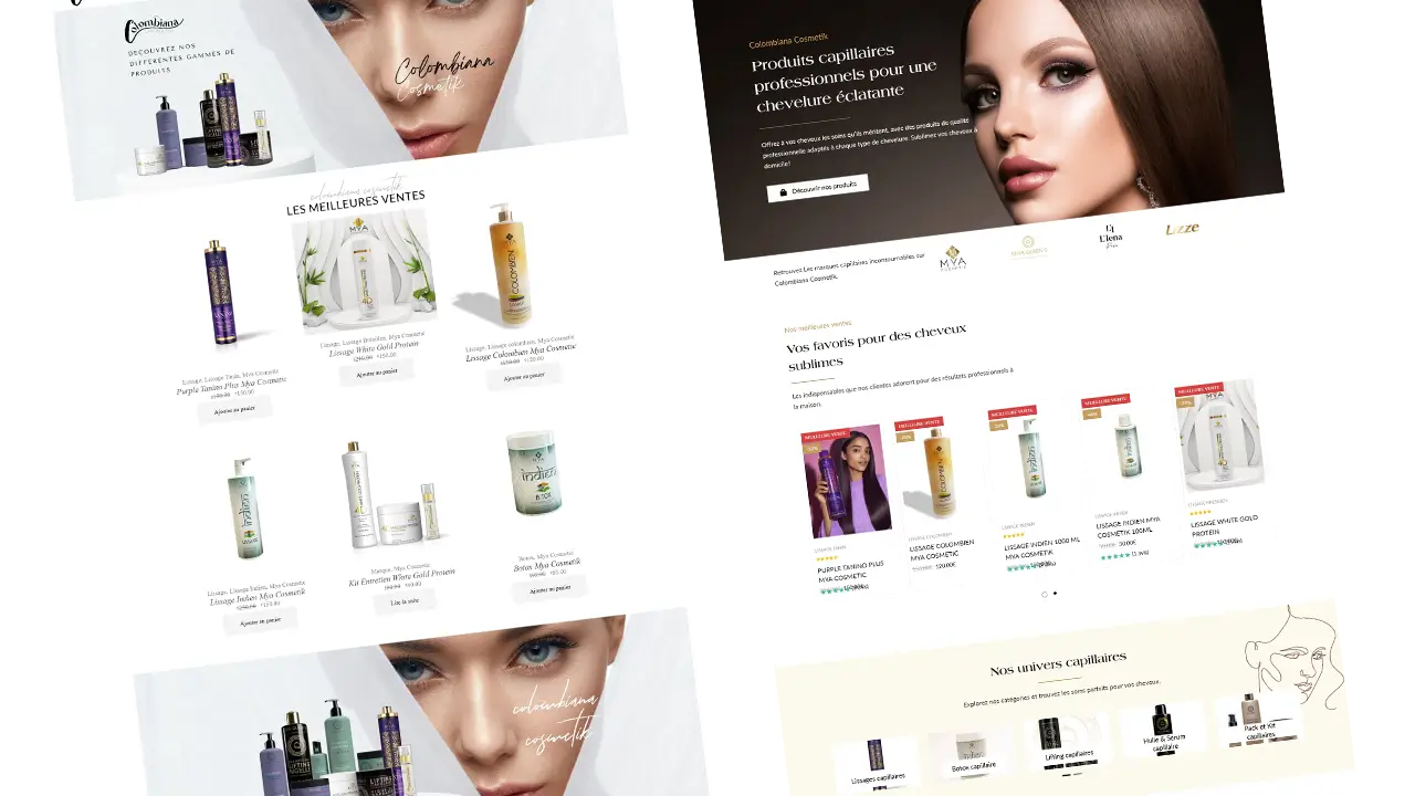 Avant et après la refonte du site Colombiana Cosmetik