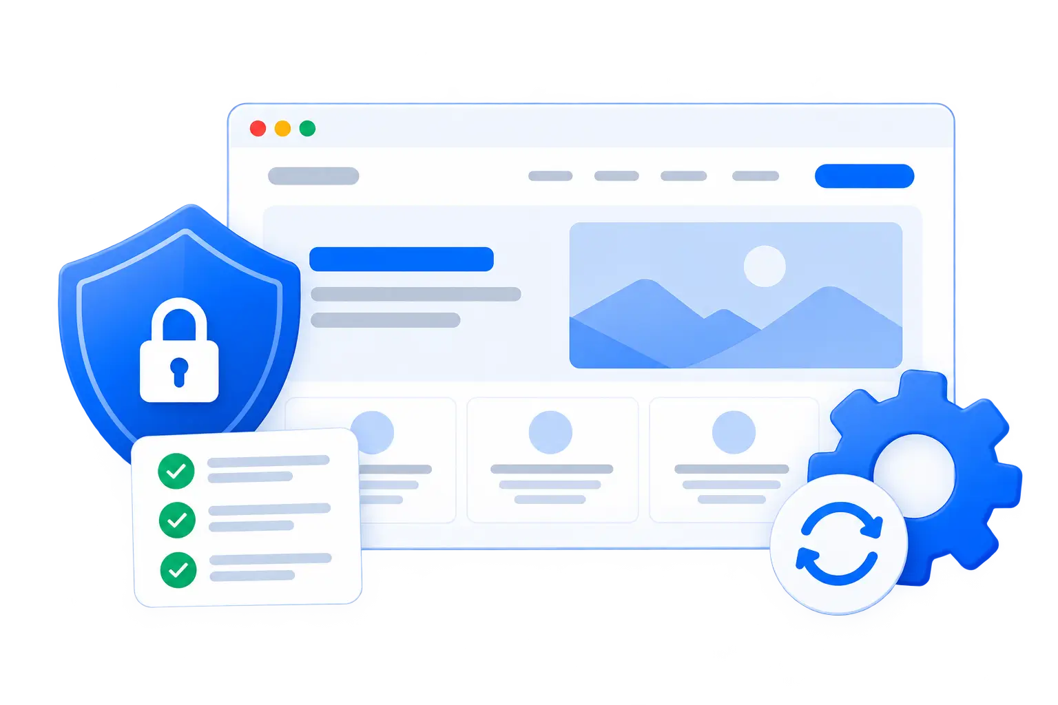 Maintenance et sécurité : site mis à jour, sauvegardé et protégé contre le piratage.